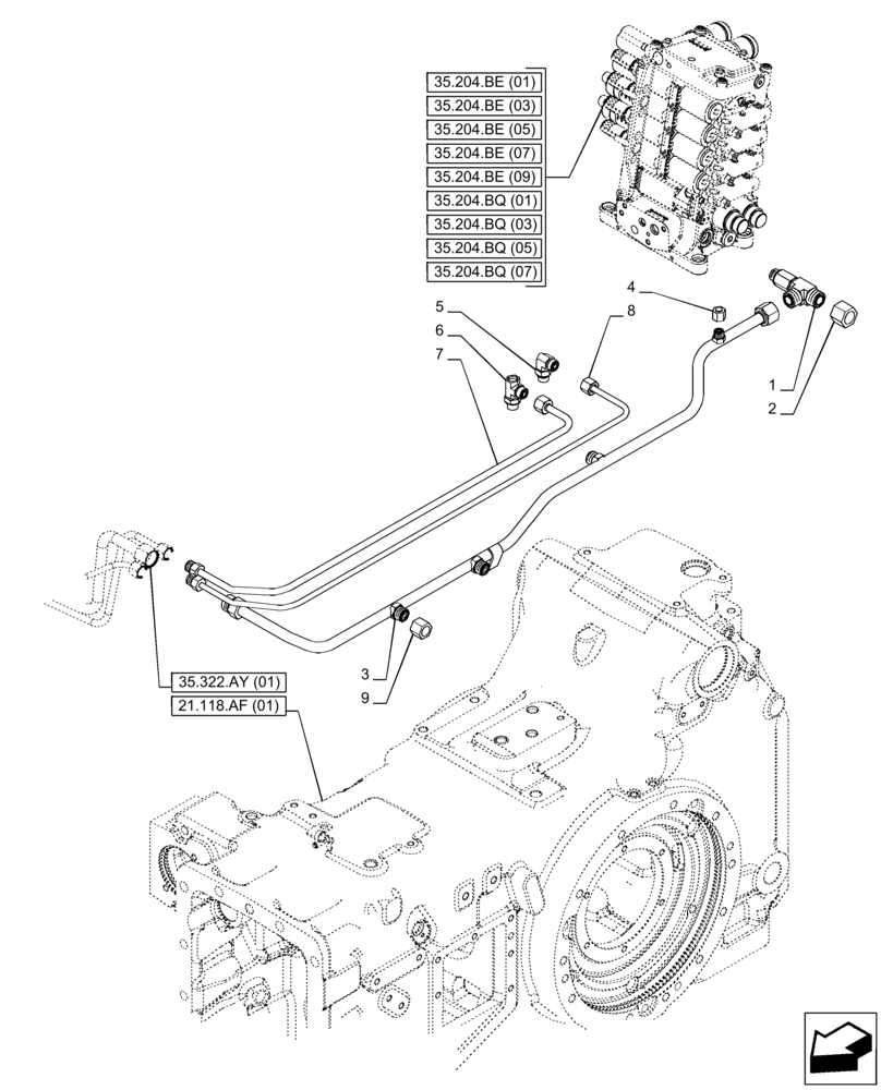 Схема запчастей Case IH PUMA 150 - (35.322.AY[02]) - VAR - 391136, 758011, 758012, 758013, 758014, 758015 - TRANSMISSION, LOW PRESSURE, LINE (35) - HYDRAULIC SYSTEMS