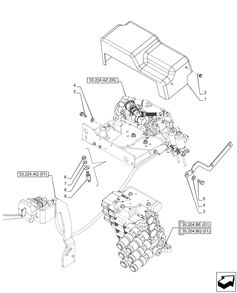 Схема запчастей Case IH PUMA 165 - (33.224.AZ[04]) - VAR. 758041, 758042 - TRAILER BRAKE VALVE (33) - BRAKES & CONTROLS