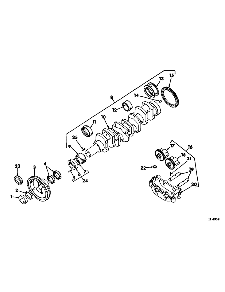 Схема запчастей Case IH 375 - (D-06) - D206 DIESEL ENGINE, CRANKSHAFT AND BALANCER (01) - ENGINE