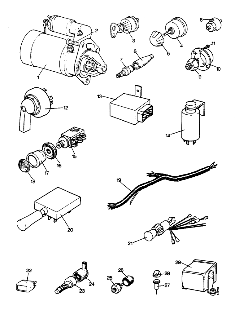 Схема запчастей Case IH 990 - (M12) - ELECTRICAL EQUIPMENT, STARTER, SWITCHES, WARNING LAMPS AND REGULATORS, ALL MODELS (06) - ELECTRICAL SYSTEMS