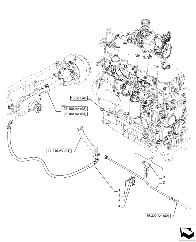 Схема запчастей Case IH PUMA 200 - (25.102.AT[03]) - VAR - 758048, 758049 - FRONT AXLE, SUSPENDED, DIFFERENTIAL LOCK, LINE (25) - FRONT AXLE SYSTEM