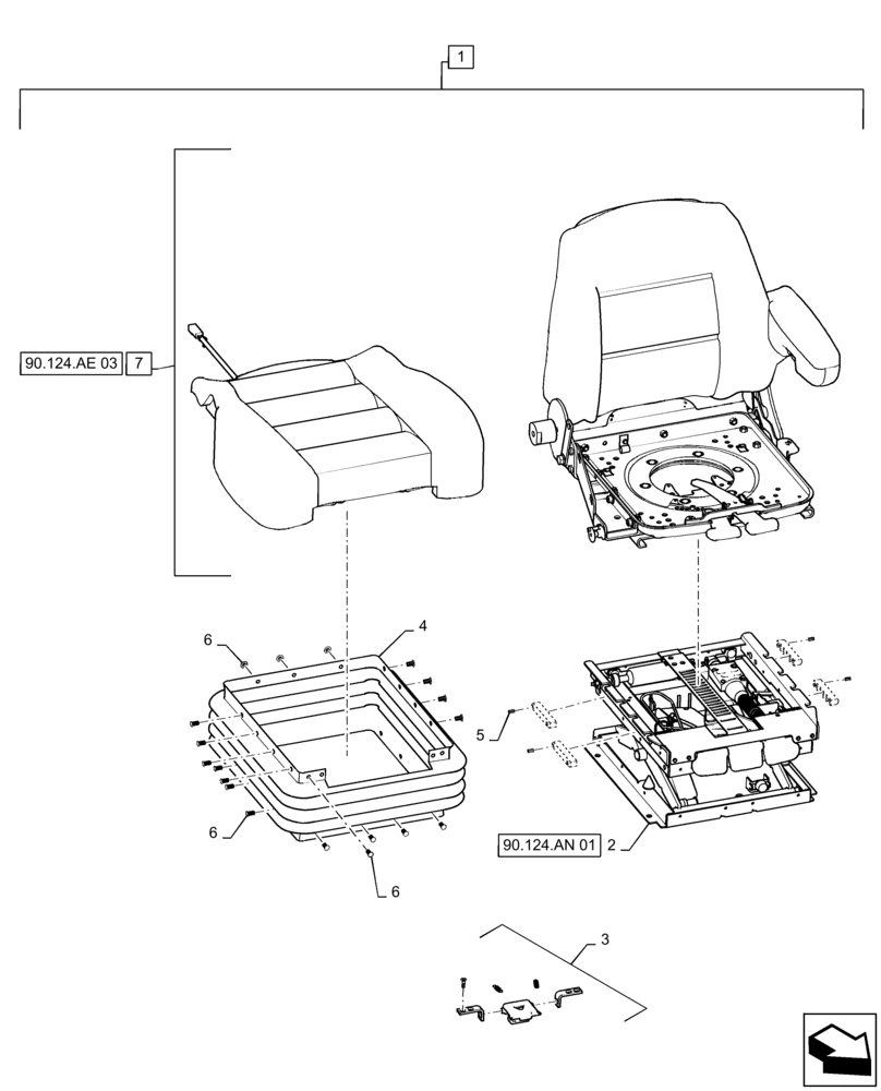 Схема запчастей Case IH PATRIOT 4440 - (90.124.AE[02]) - LUXURY LEATHER SEAT ASSEMBLY, SN YET0040000 AND BEFORE (90) - PLATFORM, CAB, BODYWORK AND DECALS