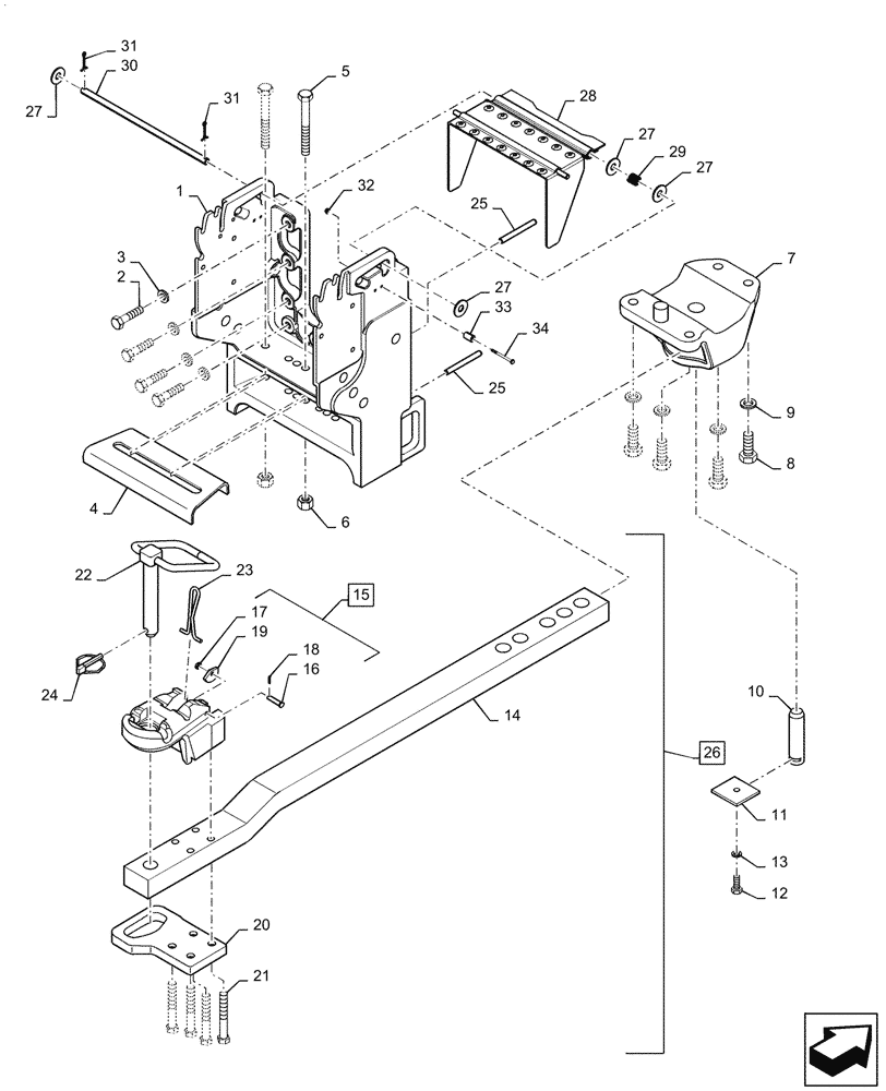 Схема запчастей Case IH MAGNUM 310 - (37.100.AA[10]) - VAR - 429391 - HI CAP CAT4 DRAWBAR, SUPPORT FOR CAMS W/SHLDR BOLT STDRA (37) - HITCHES, DRAWBARS & IMPLEMENT COUPLINGS