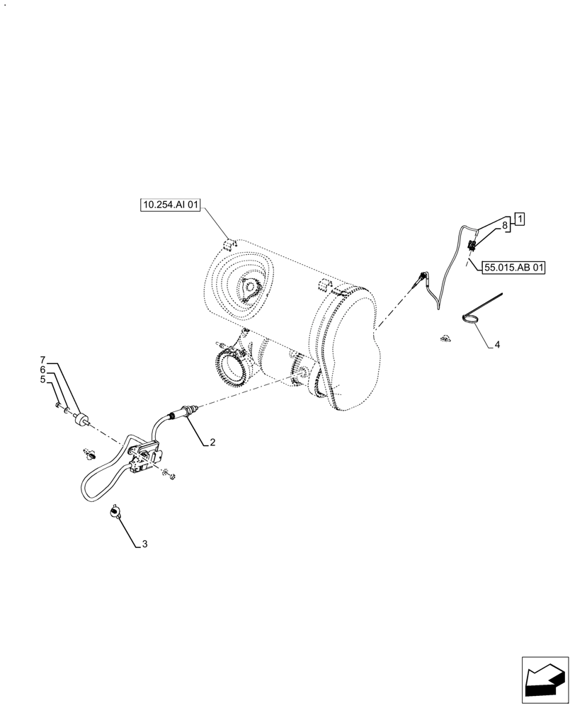 Схема запчастей Case IH FARMALL 130A - (55.014.AM) - VAR - 390199 - EXHAUST SYSTEM, SENSOR (55) - ELECTRICAL SYSTEMS