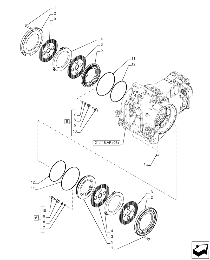 Схема запчастей Case IH PUMA 185 - (33.202.AK[03]) - VAR - 758204 - TRANSMISSION, BRAKE DISC (33) - BRAKES & CONTROLS