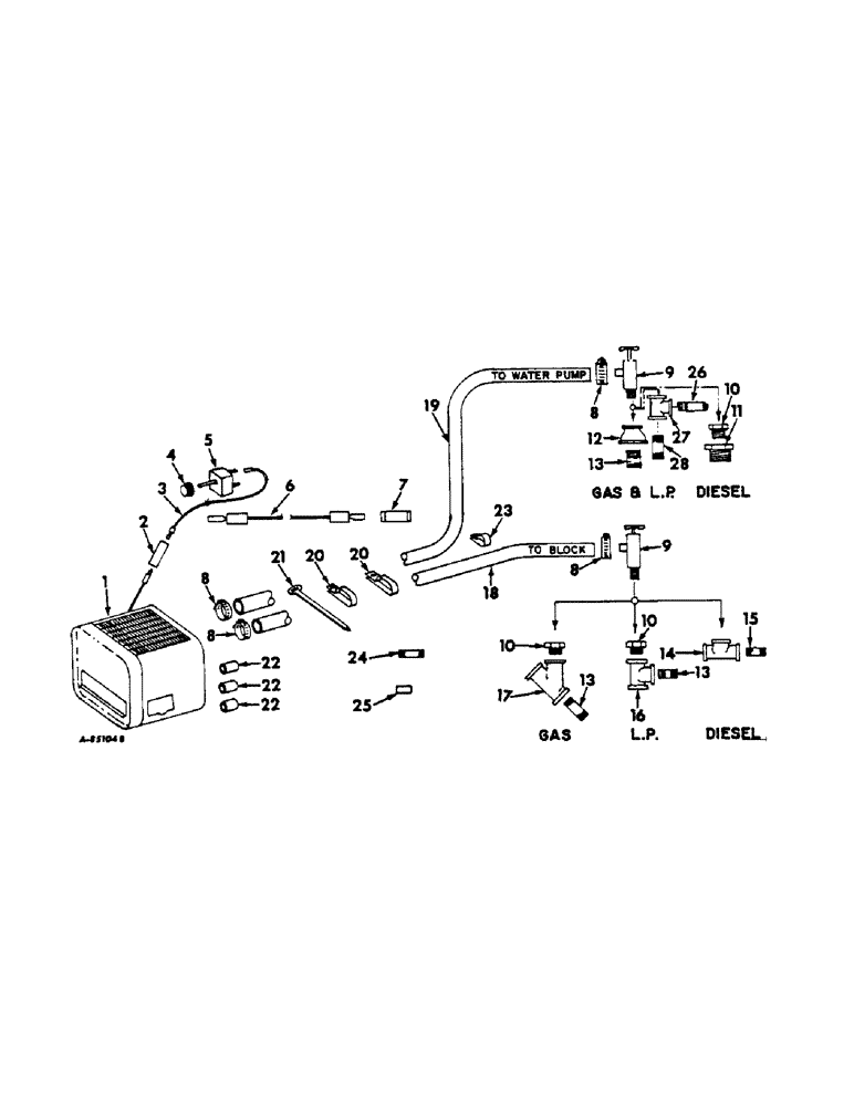 Схема запчастей Case IH 622 - (N-07) - PARTS ACCESSORIES AND ATTACHMENTS, HEATER AND CONNECTIONS Accessories & Attachments