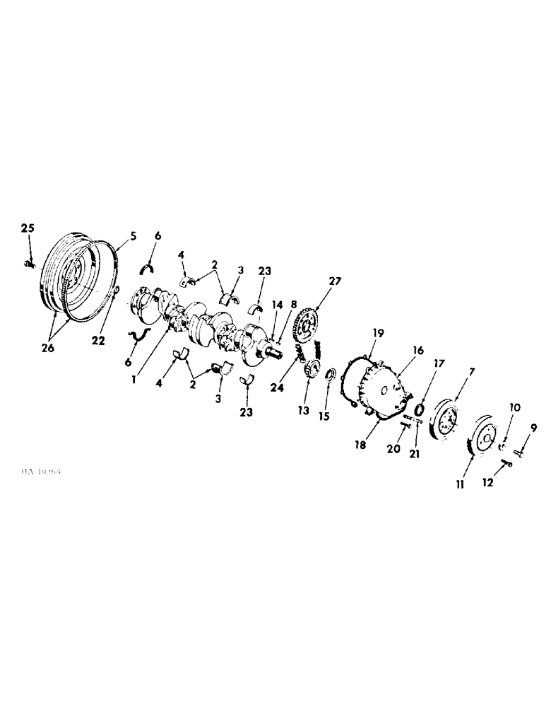 Схема запчастей Case IH 4000 - (12-01) - POWER, C-232 GAS ENGINE CRANKSHAFT FLYWHEEL AND FRONT COVER Power