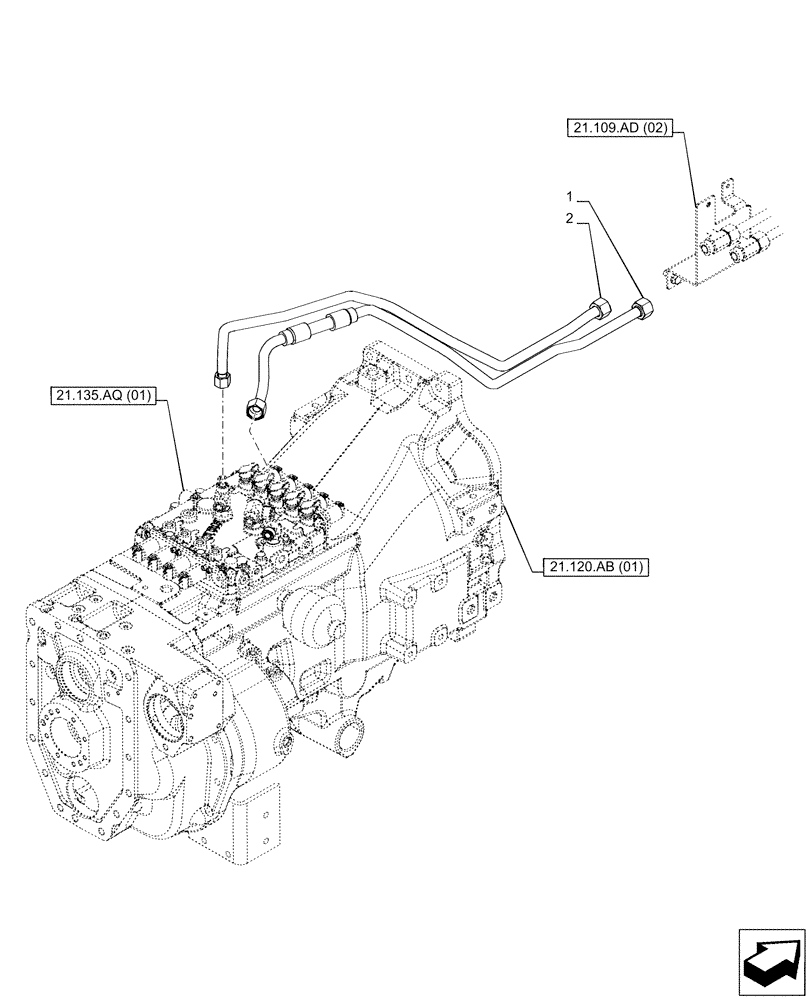 Схема запчастей Case IH PUMA 200 - (21.109.AD[01]) - VAR - 337426, 337428, 337429, 337430, 337431, 337432, 391137, 758017, 758018, 758019, 758020, 758021 - TRANSMISSION, OIL COOLER, LINE (21) - TRANSMISSION