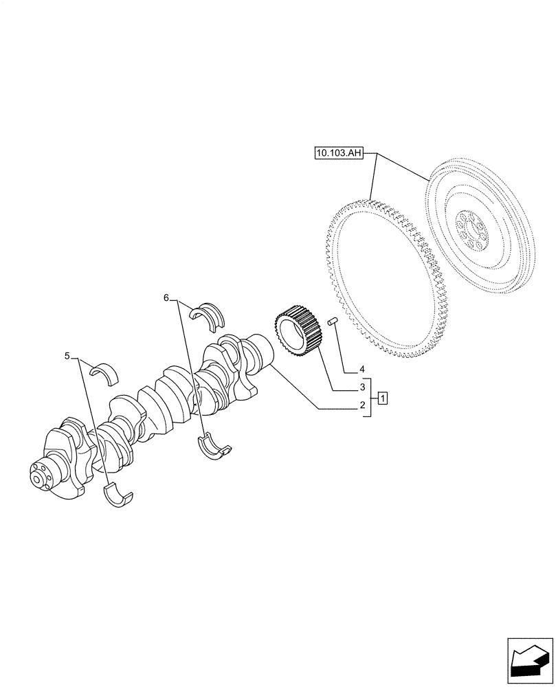 Схема запчастей Case IH F3HFE613H B007 - (10.103.AA) - CRANKSHAFT (10) - ENGINE