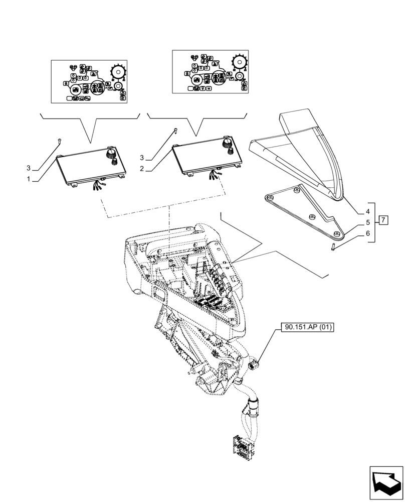 Схема запчастей Case IH PUMA 150 - (55.512.CS[11]) - VAR - 335482 - ARMREST, CONTROL PANEL (55) - ELECTRICAL SYSTEMS