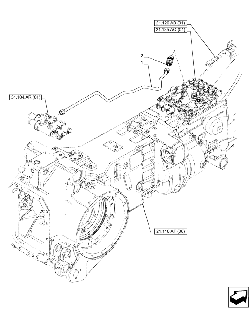 Схема запчастей Case IH PUMA 220 - (35.322.AY[03]) - VAR - 337426, 391137, 758017 - TRANSMISSION, LOW PRESSURE, LINE (35) - HYDRAULIC SYSTEMS