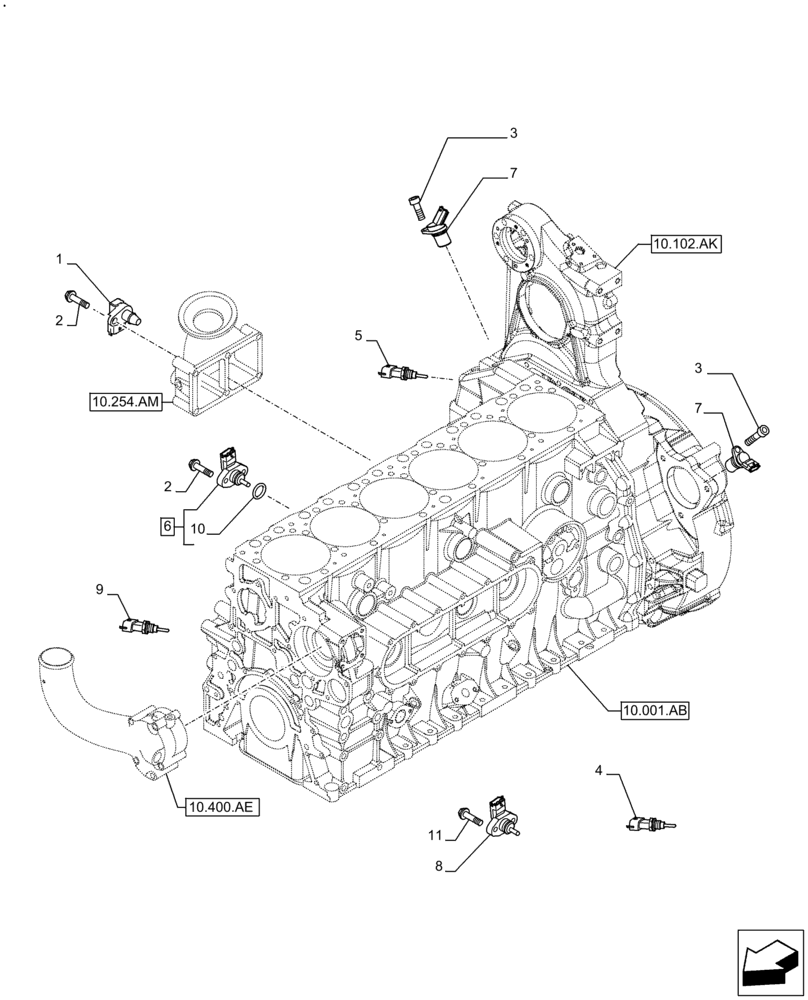 Схема запчастей Case IH F3GFE613A B001 - (55.015.AC) - ENGINE, SENSOR (55) - ELECTRICAL SYSTEMS