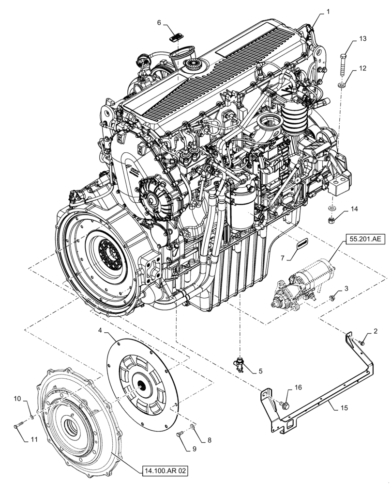 Схема запчастей Case IH 7240 - (18.112.AC[01]) - DAMPER, FLYWHEEL, PTO ASSY, ENGINE (18) - CLUTCH