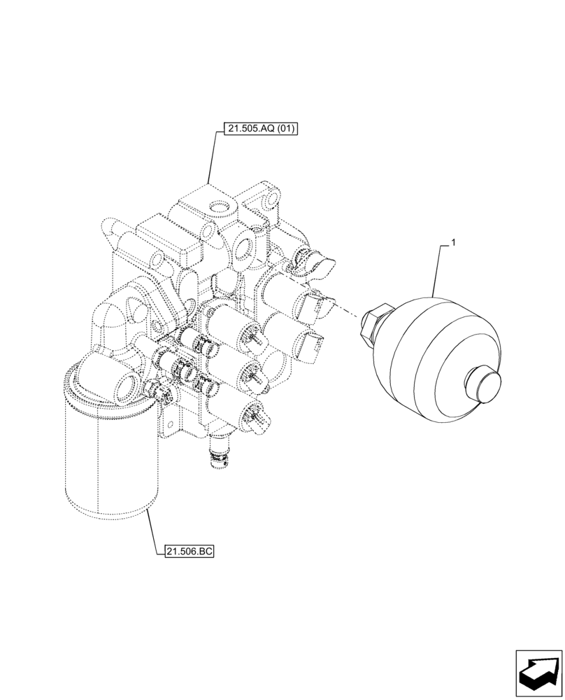 Схема запчастей Case IH PUMA 165 CVT - (21.506.AA) - VAR - 391138, 758022 - TRANSMISSION, ACCUMULATOR (21) - TRANSMISSION