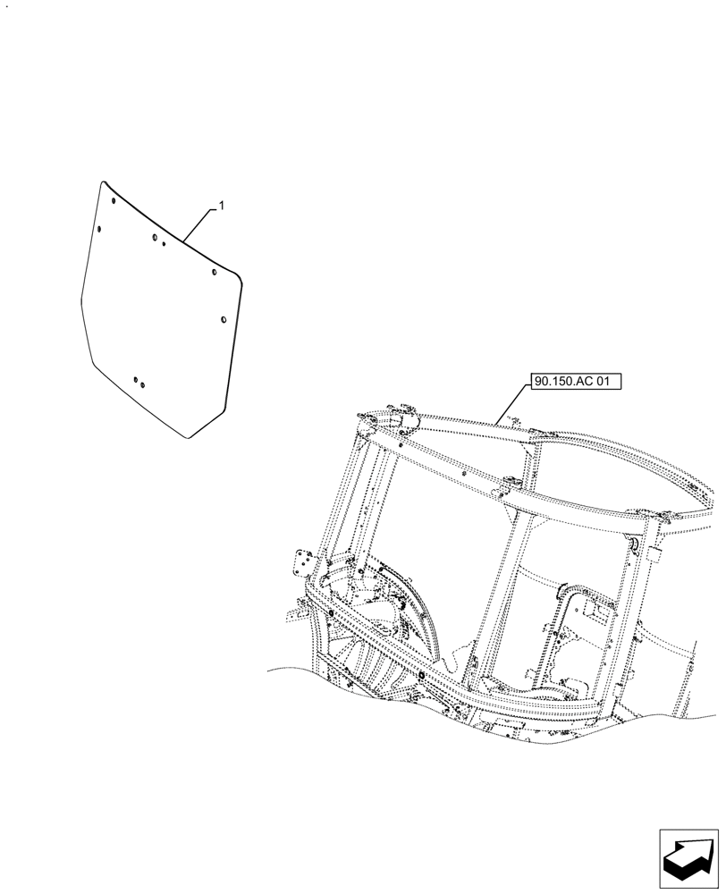 Схема запчастей Case IH FARMALL 110A - (90.156.AB) - VAR - 391610 - WINDOW, REAR, GLASS (90) - PLATFORM, CAB, BODYWORK AND DECALS