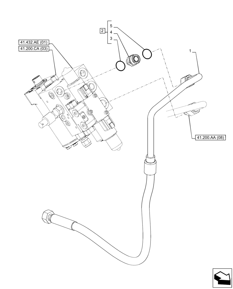 Схема запчастей Case IH PUMA 220 CVT - (41.200.AK[07]) - VAR - 758268, 758269, 758272, 758273, 758276, 758277 - STEERING, RETURN LINE, AUTOGUIDANCE SYSTEM, CVT (41) - STEERING