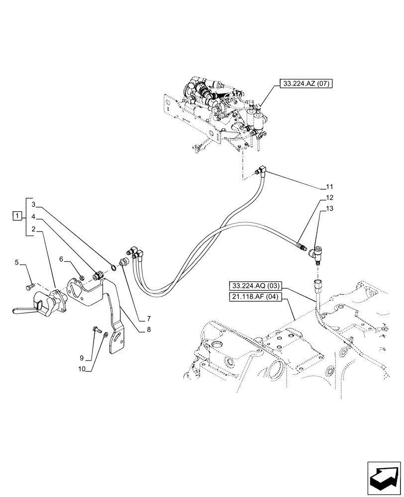 Схема запчастей Case IH PUMA 220 CVT - (33.224.AQ[02]) - VAR - 758041 - TRAILER BRAKE VALVE, INLINE (33) - BRAKES & CONTROLS