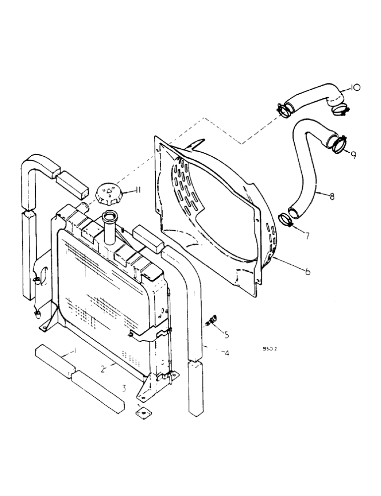 Схема запчастей Case IH 585 - (06-004) - RADIATOR AND CONNECTIONS Cooling