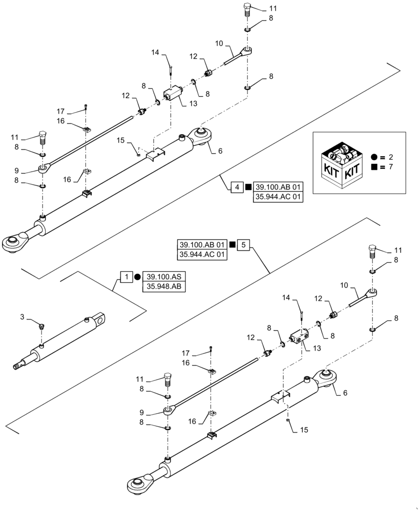 Схема запчастей Case IH WR302 - (35.944.AC[02]) - HYDRAULIC CYLINDER (35) - HYDRAULIC SYSTEMS