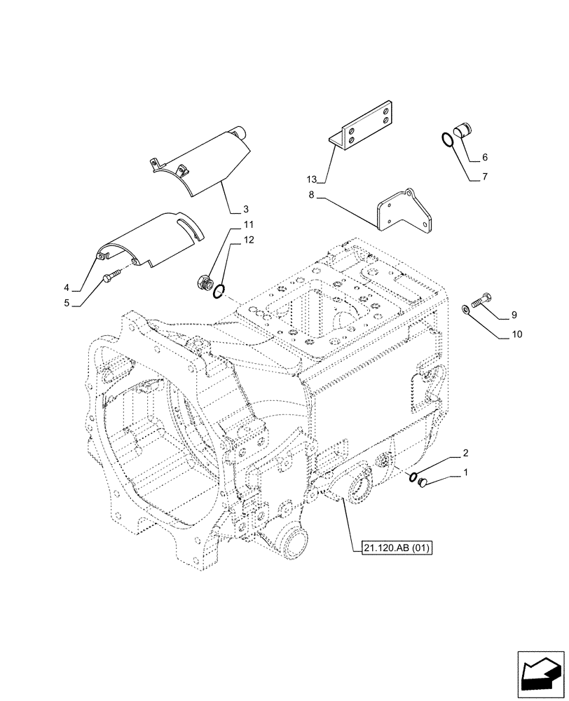 Схема запчастей Case IH PUMA 150 - (21.120.AB[02]) - VAR - 758016, 758017, 758018, 758019, 758020, 758021 - GEARBOX, POWERSHIFT (21) - TRANSMISSION