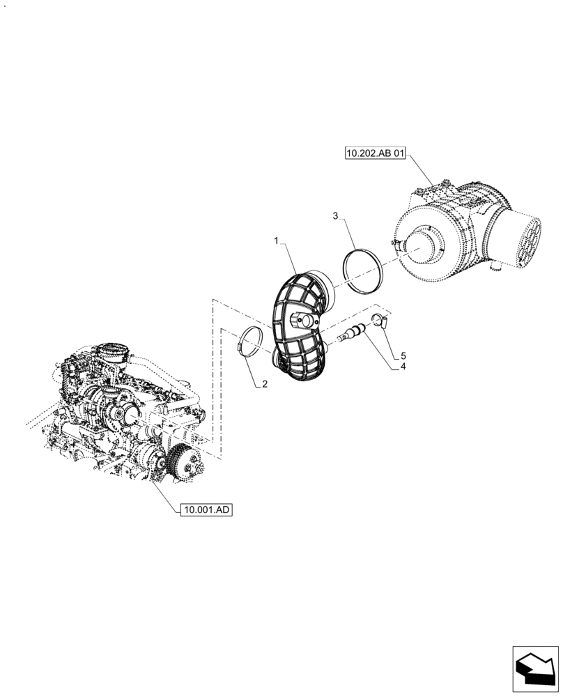 Схема запчастей Case IH FARMALL 130A - (10.202.AD[01]) - VAR - 391290 - AIR CLEANER - AIR INTAKE PARTS (10) - ENGINE