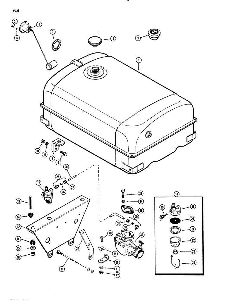 Схема запчастей Case IH 530 - (054) - FUEL TANK, 530, 159, SPARK IGNITION ENGINE (03) - FUEL SYSTEM