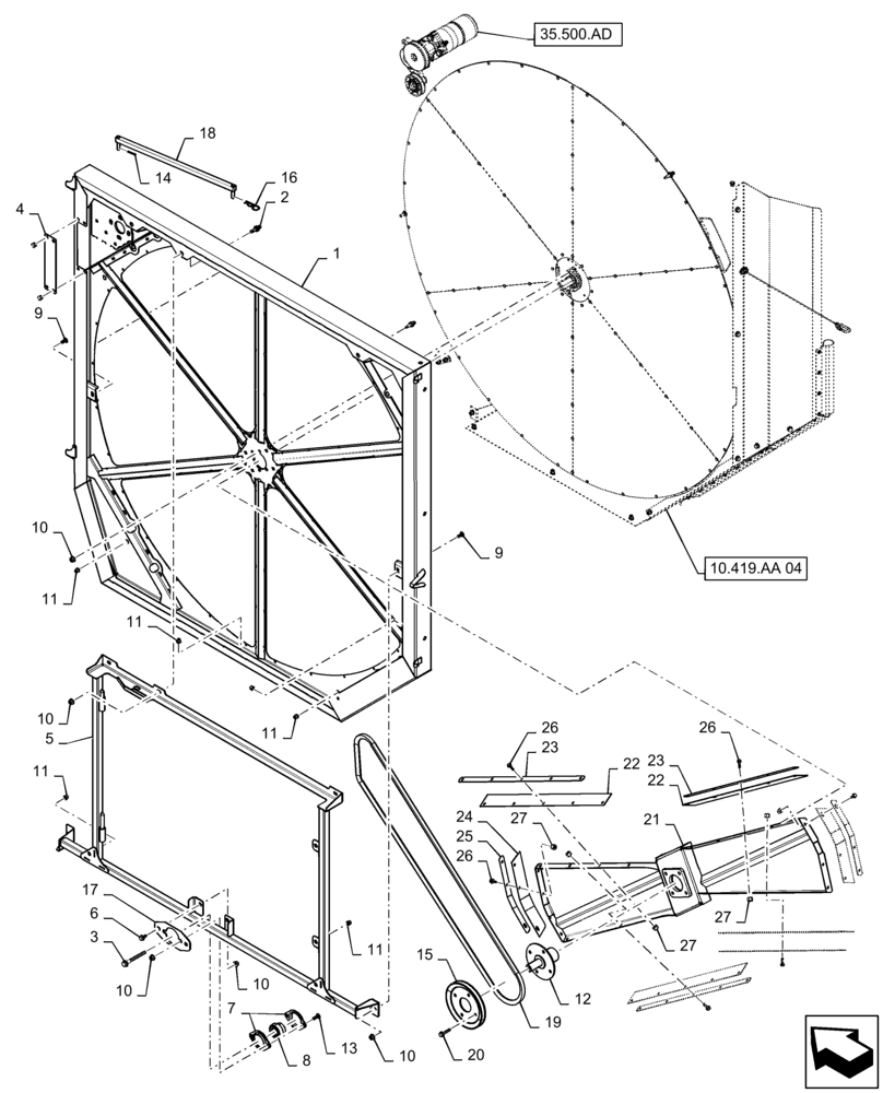 Схема запчастей Case IH 9240 - (10.419.AA[03]) - SCREEN, AIR INTAKE (10) - ENGINE