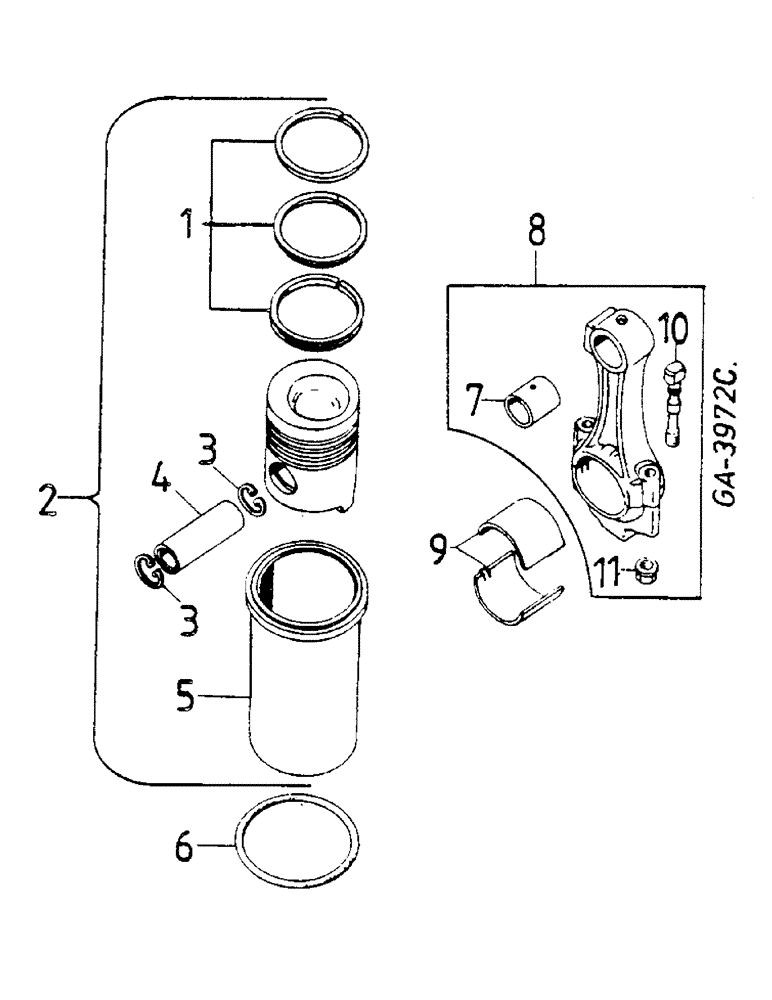 Схема запчастей Case IH D-310 - (04-02) - PISTON AND CYLINDER SLEEVE 