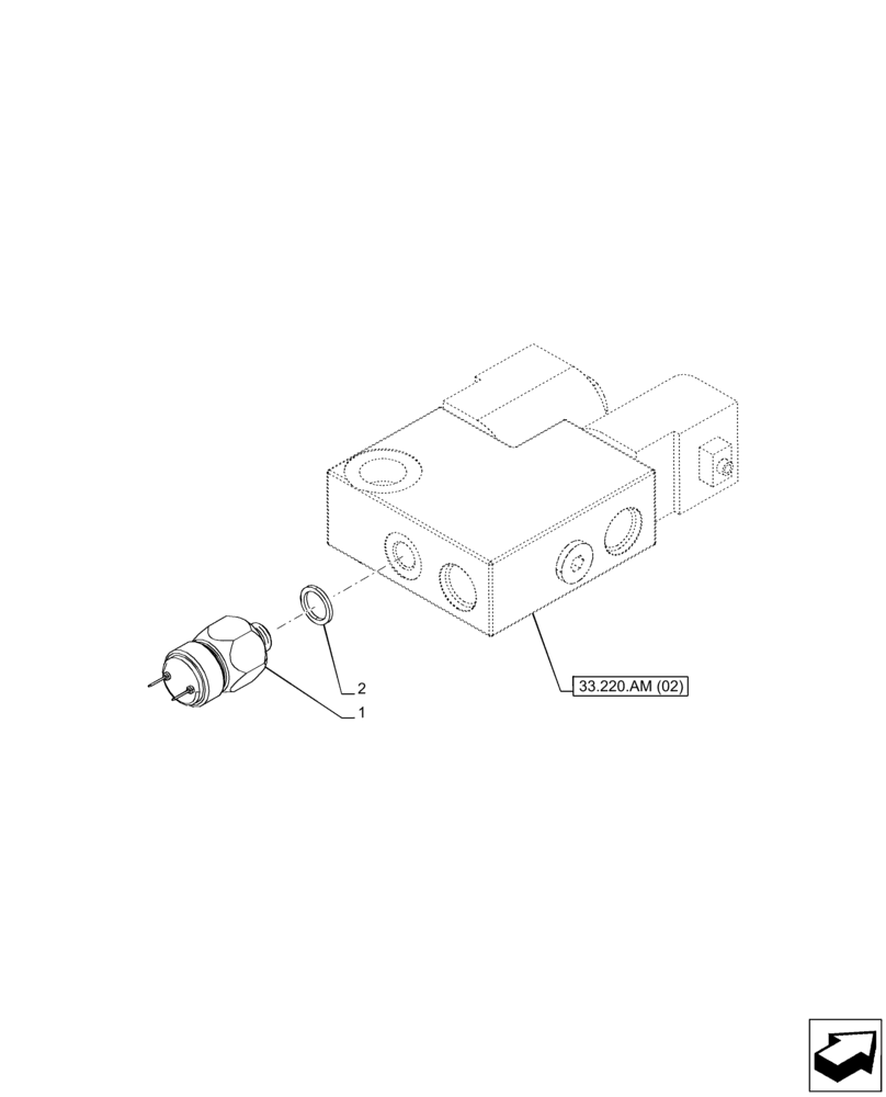 Схема запчастей Case IH PUMA 150 - (55.032.AA[02]) - VAR. 758040, 758042 - TRAILER BRAKE VALVE, SENSOR (55) - ELECTRICAL SYSTEMS