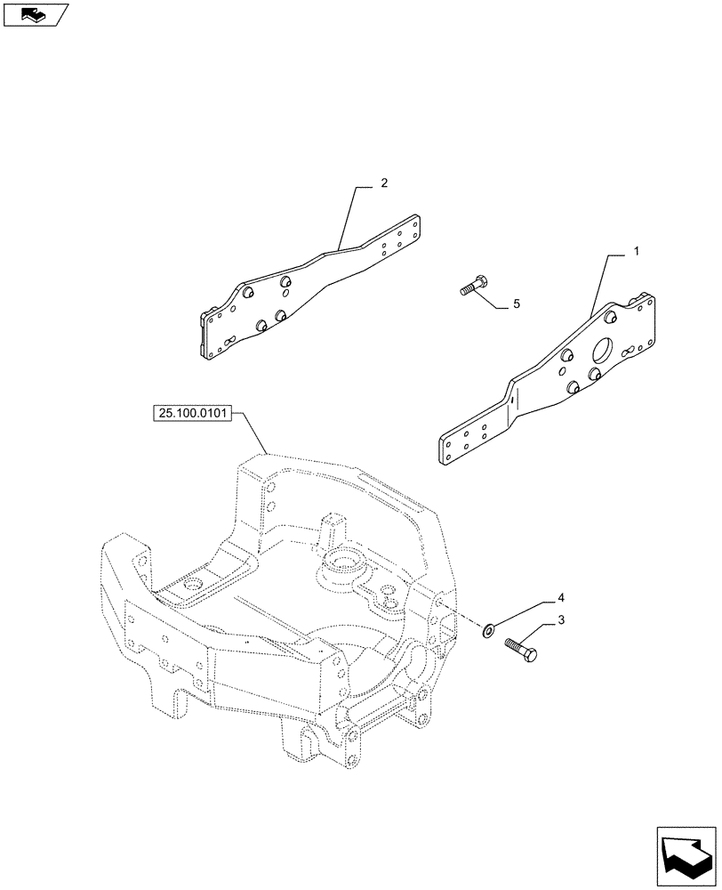 Схема запчастей Case IH PUMA 200 - (25.100.0301) - ENGINE SIDE FRAMES - LOADER READY (VAR.743817) (25) - FRONT AXLE SYSTEM