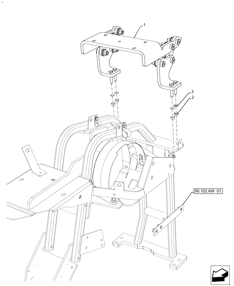 Схема запчастей Case IH FARMALL 110A - (90.102.AW[02]) - VAR - 391610, 393315 - HOOD, SUPPORT, HINGE (90) - PLATFORM, CAB, BODYWORK AND DECALS