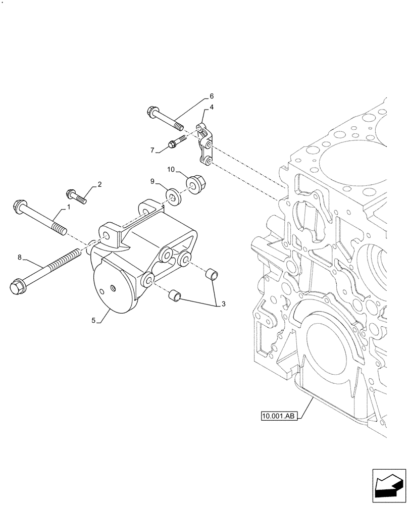 Схема запчастей Case IH F3GFE613A B001 - (55.301.AB) - ALTERNATOR BRACKET AND SUPPORT (55) - ELECTRICAL SYSTEMS