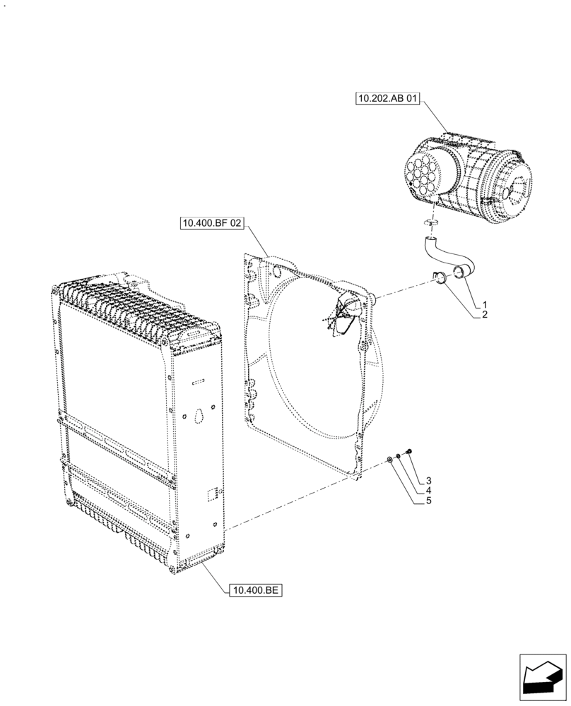 Схема запчастей Case IH FARMALL 120A - (10.202.AB[02]) - VAR - 391290 - AIR CLEANER, EJECTOR (10) - ENGINE