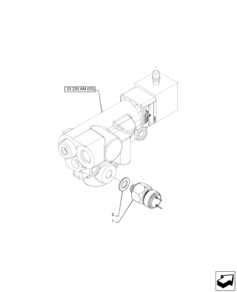 Схема запчастей Case IH PUMA 150 - (55.032.AA[03]) - VAR. 758040, 758042 - TRAILER BRAKE VALVE, SENSOR (55) - ELECTRICAL SYSTEMS