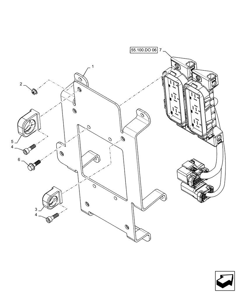 Схема запчастей Case IH MAGNUM 235 - (55.100.DO[05]) - FUSE BOX HARNESS, MOUNTING PARTS (55) - ELECTRICAL SYSTEMS