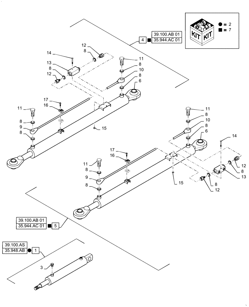 Схема запчастей Case IH WR302 - (35.944.AC[02]) - HYDRAULIC CYLINDER (35) - HYDRAULIC SYSTEMS