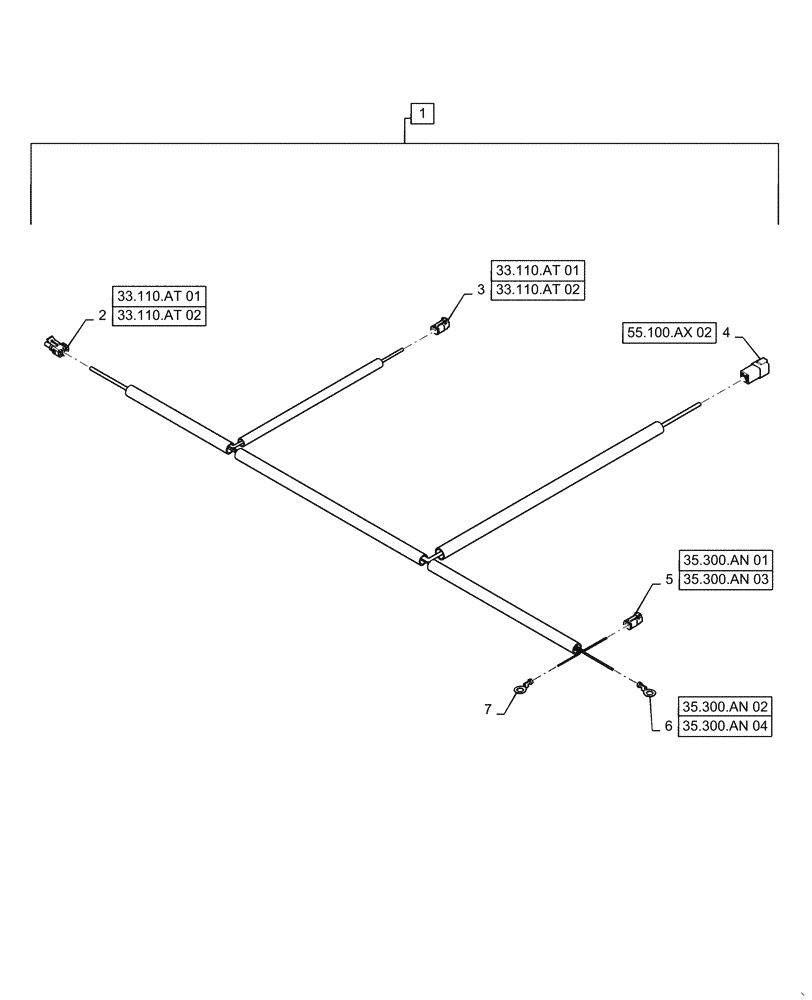 Схема запчастей Case IH QUADTRAC 470 - (55.036.AF[01]) - HYDRAULIC SYSTEM HARNESS, BSN ZFF308000 (55) - ELECTRICAL SYSTEMS