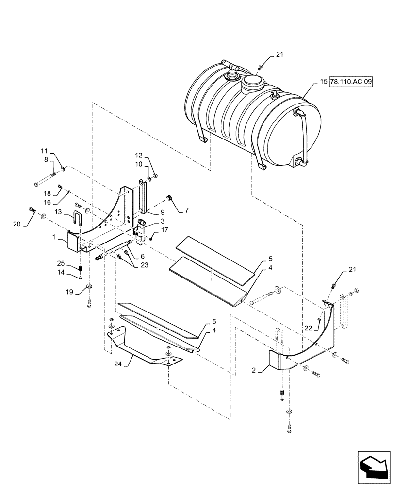 Схема запчастей Case IH PATRIOT 4440 - (78.120.AF[01]) - FOAM MARKER 55 GALLON WATER TANK MOUNTING (78) - SPRAYING