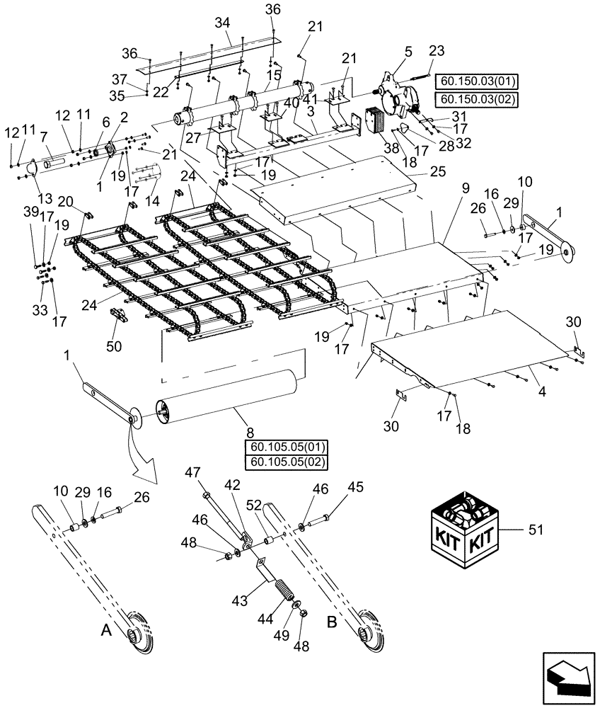 Схема запчастей Case IH 7010 - (60.110.06[01]) - FEEDER FLOOR AND CHAINS - WITHOUT ROCK TRAP - 7010/8010 (Apr 30 2010 1:34PM) (60) - PRODUCT FEEDING