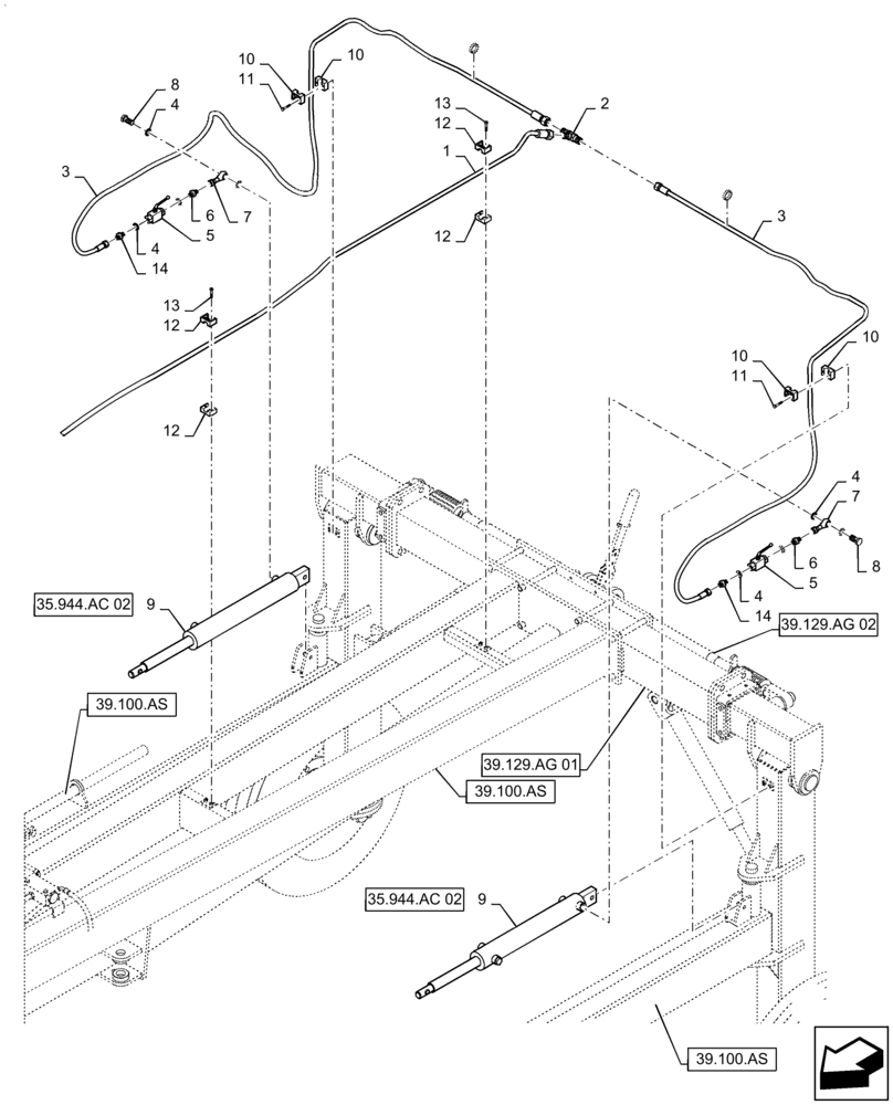 Схема запчастей Case IH WR302 - (35.948.AB) - HYDRAULIC CYLINDER, REAR (35) - HYDRAULIC SYSTEMS