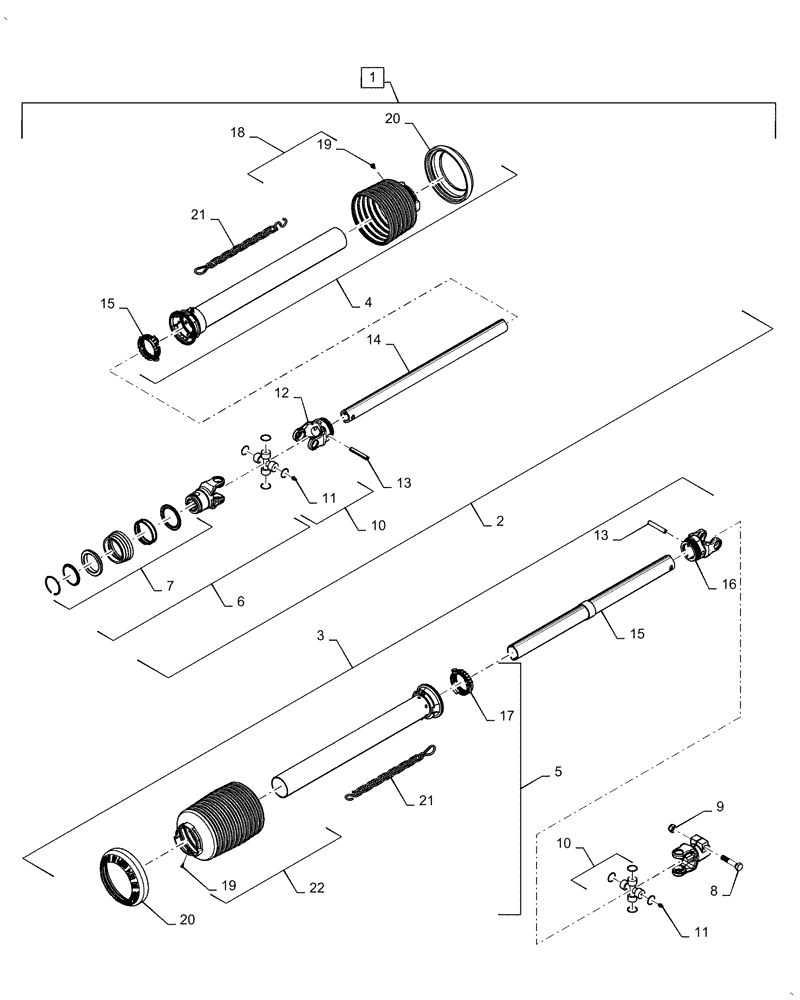 Схема запчастей Case IH 2060-15 - (58.100.AG) - PTO SHAFT, 15FT (58) - ATTACHMENTS/HEADERS