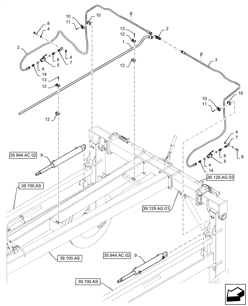 Схема запчастей Case IH WR302 - (35.948.AB) - HYDRAULIC CYLINDER, REAR (35) - HYDRAULIC SYSTEMS