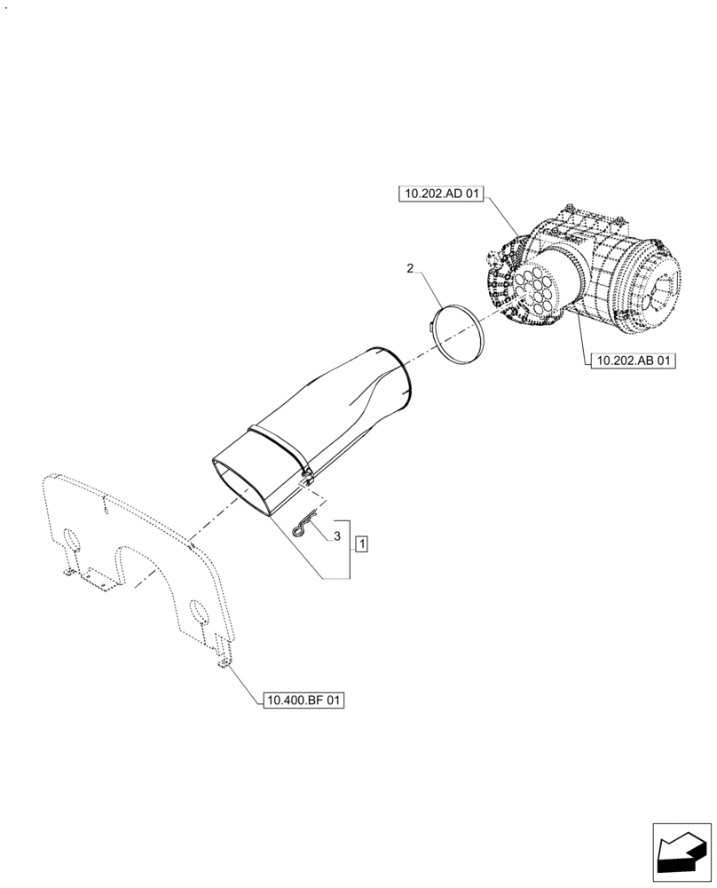 Схема запчастей Case IH FARMALL 140A - (10.202.AD[02]) - VAR - 391290 - AIR INTAKE, DUCT (10) - ENGINE