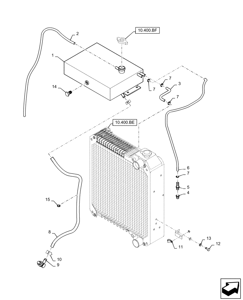 Схема запчастей Case IH RP85 - (10.000.BI) - COOLANT RECOVERY SYSTEM (10) - ENGINE