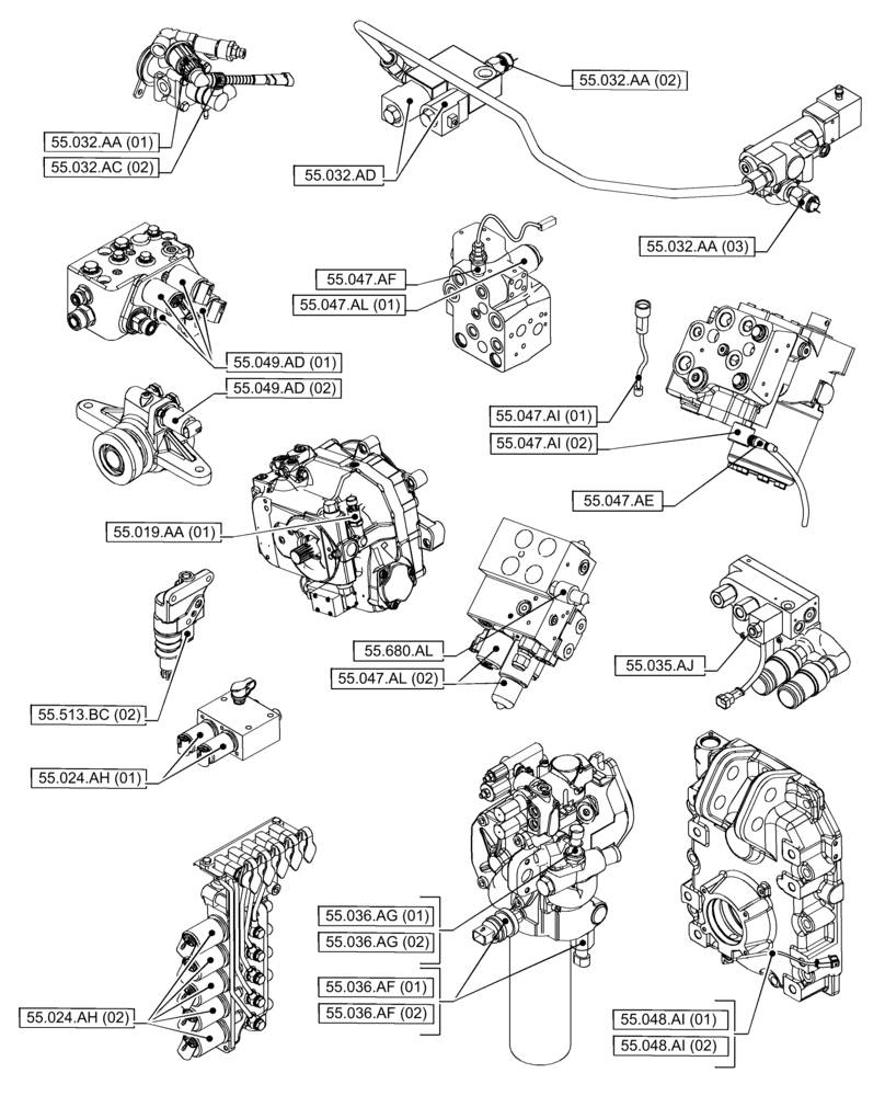 Схема запчастей Case IH PUMA 165 CVT - (55.000.00[06]) - SECTION INDEX - ELECTRICAL SYSTEMS (55) - ELECTRICAL SYSTEMS