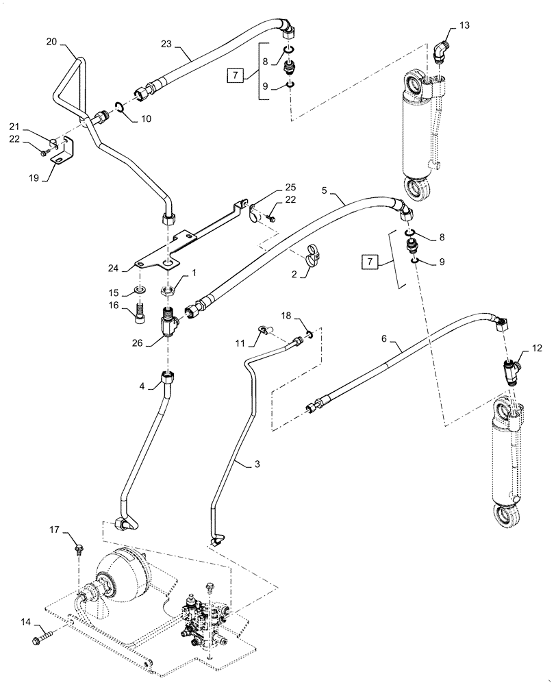 Схема запчастей Case IH MAGNUM 340 - (41.200.AT[10]) - SADDLE, SUSPENSION, HYD. LINE (41) - STEERING