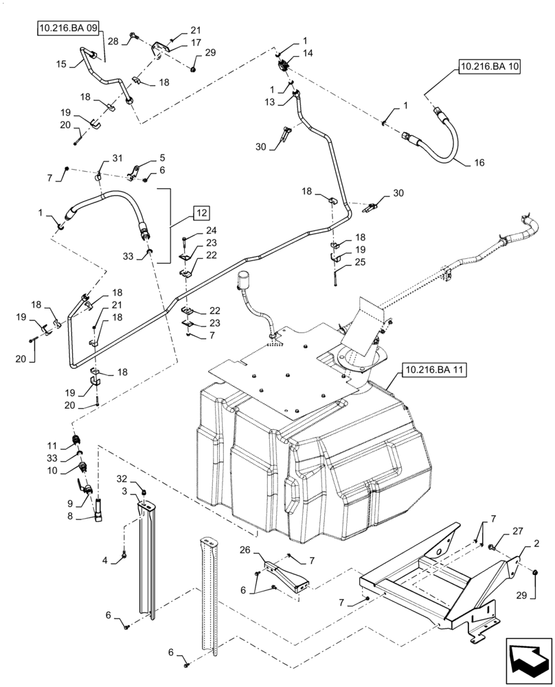 Схема запчастей Case IH 9240 - (10.216.BA [12]) - FUEL LINE (10) - ENGINE