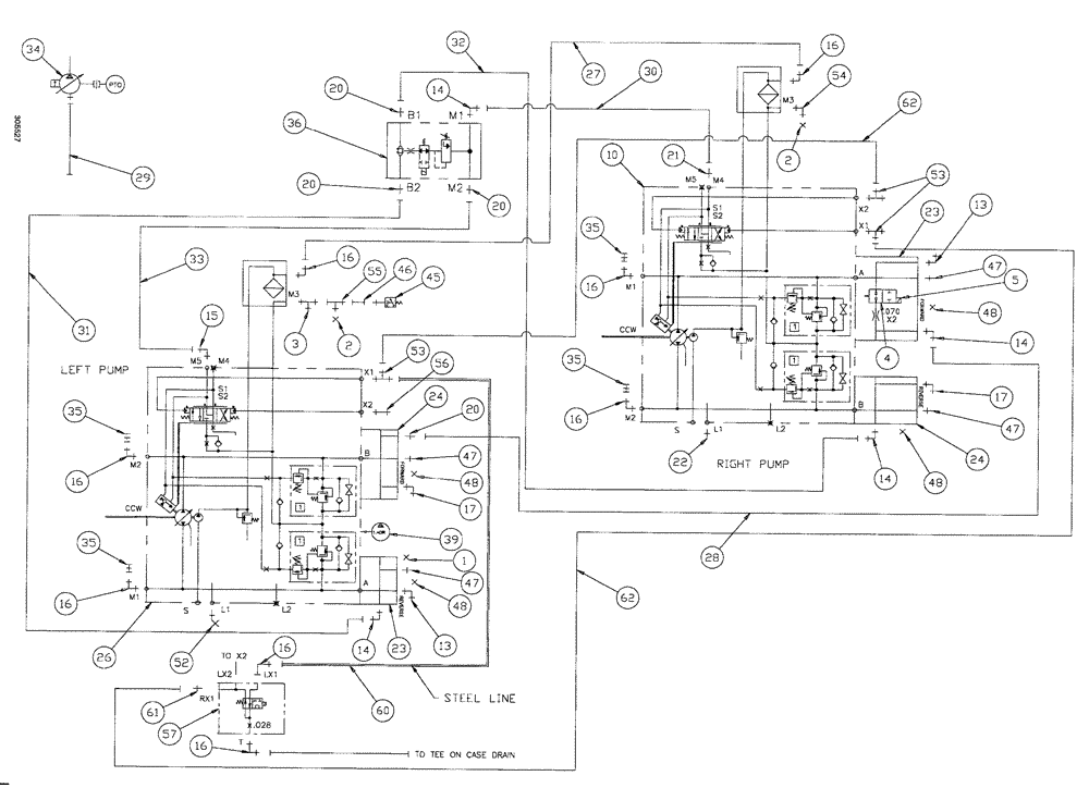 Схема запчастей Case IH SPX4260 - (154) - HYDROSTATIC PUMP GROUP (29) - HYDROSTATIC DRIVE