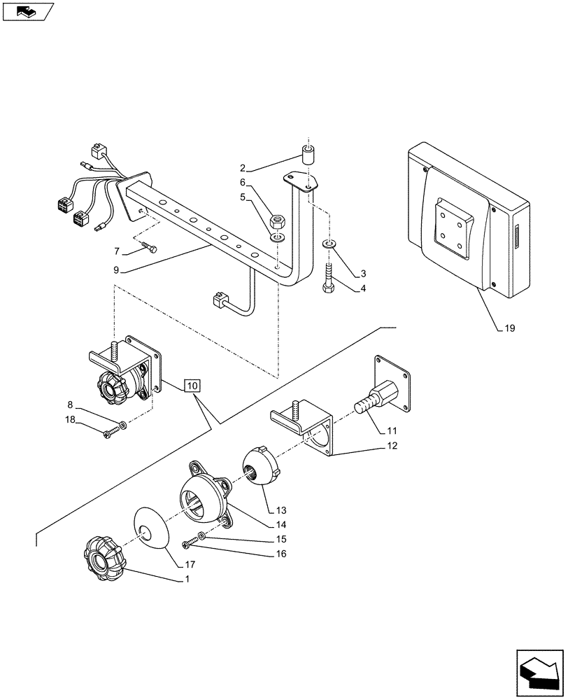 Схема запчастей Case IH PUMA 200 - (55.440.0403) - BRACKET MONITOR EQUIPMENT (VAR.743440) (55) - ELECTRICAL SYSTEMS