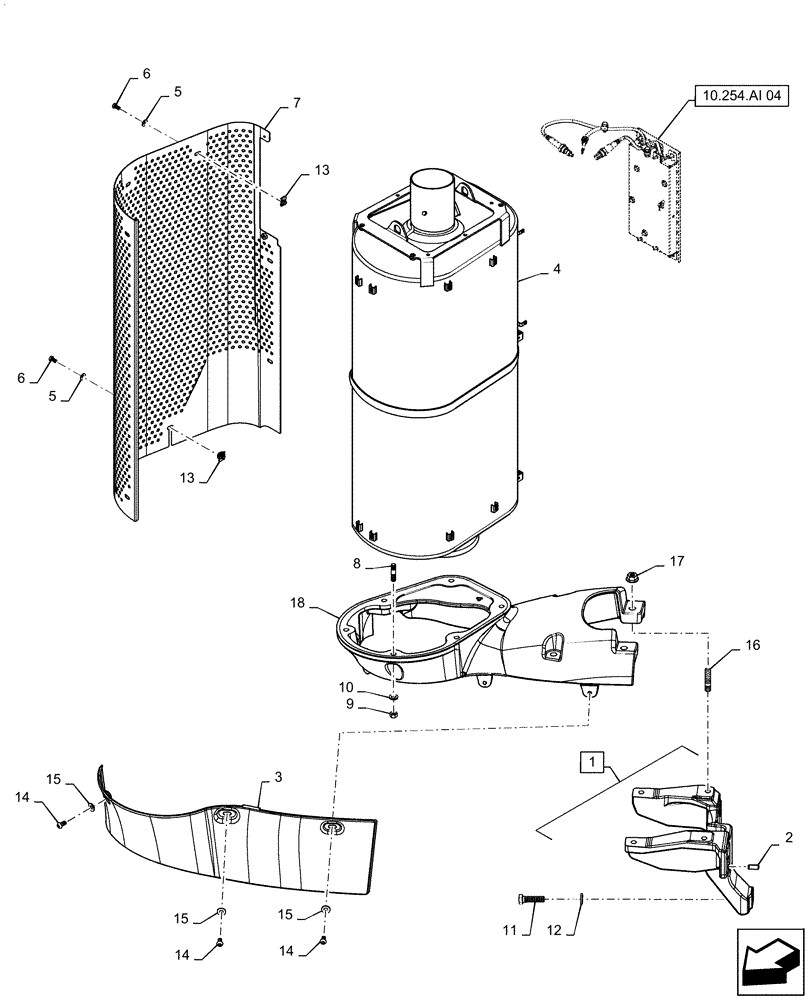 Схема запчастей Case IH MAGNUM 310 - (10.254.AI[01]) - SELECTIVE CATALYTIC REDUCTION (SCR) MUFFLER AND CATALYST (10) - ENGINE